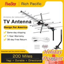 BEST DEAL Yagi Outdoor HDTV Antenna 200 Mile Attic Roof Mount + Pole Splitters