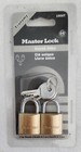 2 x Master Lock 11mm Brass Padlock, Keyed Alike, 1900T, New, Sealed, MasterLock