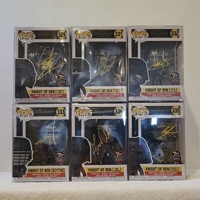 Funko Pop Star Wars Knight Of Ren Full set of 6 Hematite Chrome pop JSA COA 7BAP