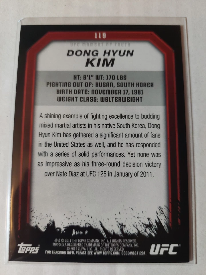 Dong Hyun Kim #119 2011 Topps UFC Moment of Truth Gold Parallel - Image 2 of 2