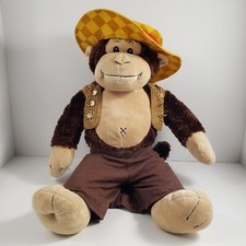Build A Bear Brown Monkey 18" Plush with X Belly Button Retired Plus Outfit