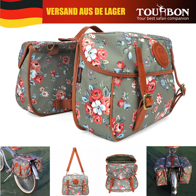 TOURBON Bike Doppelpacktasche hinten Trunk Bag wasserdicht Canvas in grün Damen