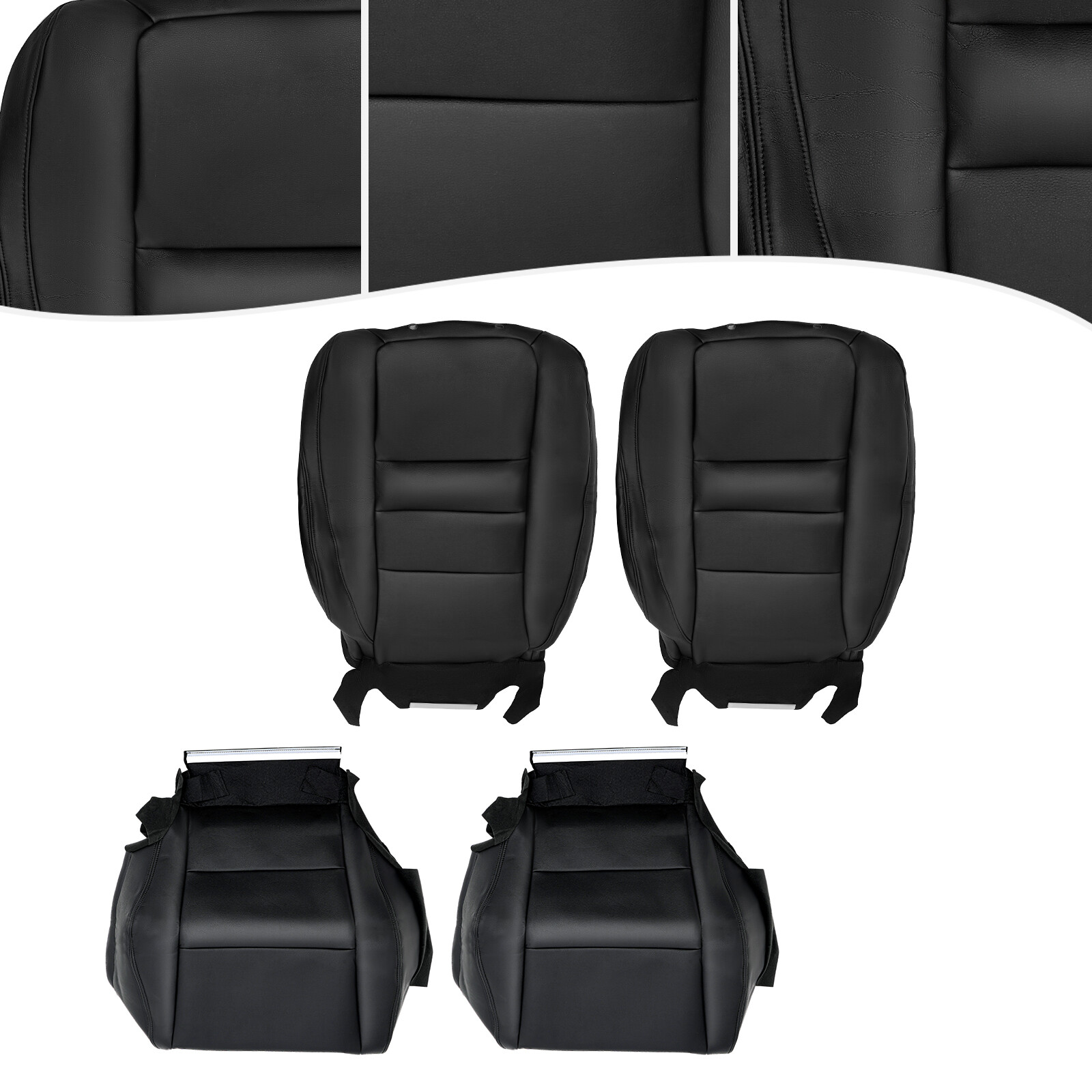 Black Driver & Passenger For 2008-2012 Honda Accord Seat Cover Bottom Top Cover
