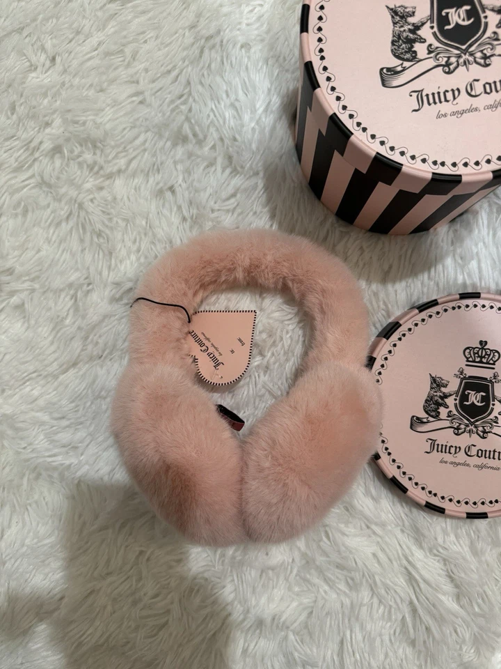 Orejeras Juicy Couture rosas nuevas con etiquetas con caja a rayas Y2k Coquette Heritage Scottie  Foto 2 de 4