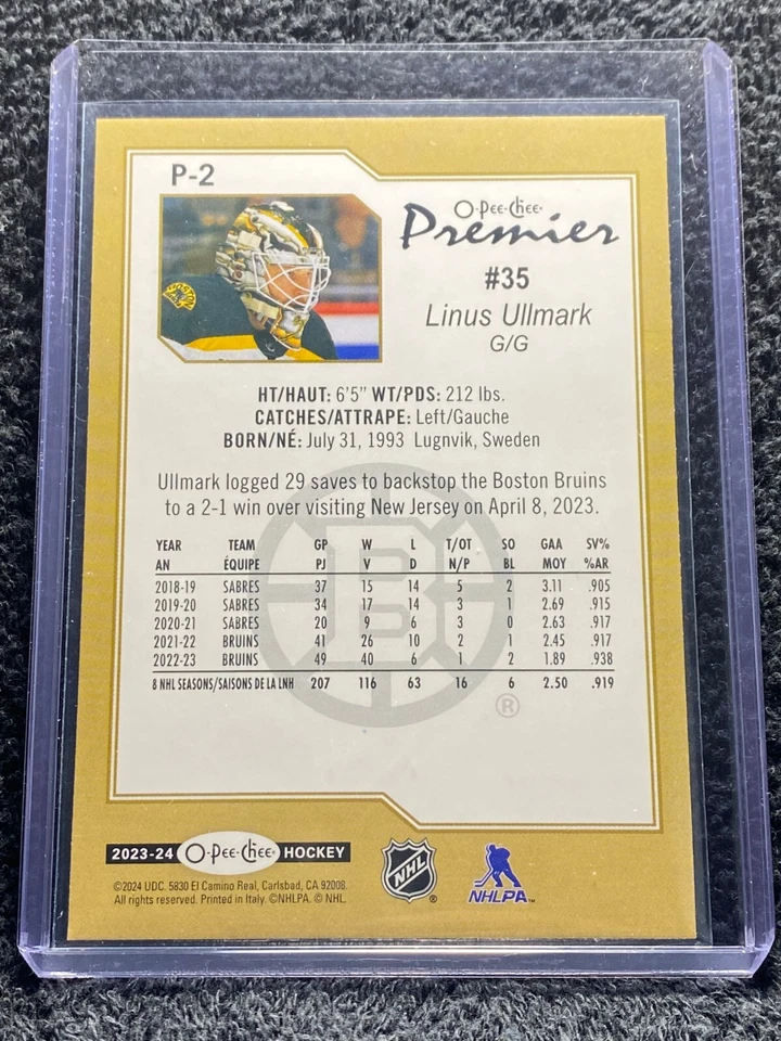 2023-24 O-Pee-Chee - Premier - P-2 Linus Ullmark - Image 2 of 2
