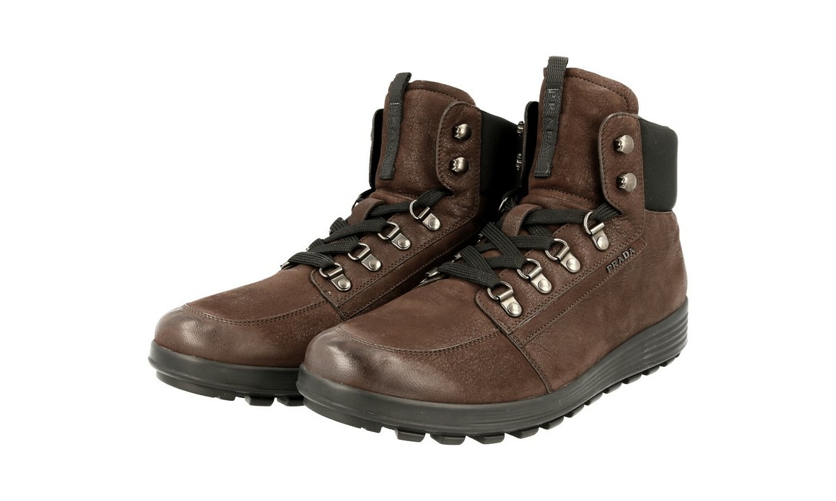 AUTH LUXURY PRADA HALF-BOOT SHOES 4T2937 BROWN LEATHER NEW  display picture 1
