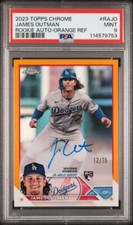 James Outman Auto 2023 Topps Chrome #RA-JO Rookie Orange /25 PSA 9 (RC, AU)