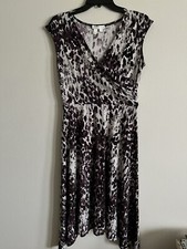 London Times Womens Size 8 Dress Pirple White Sleeveless Career