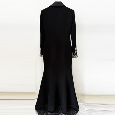 beaded dress suit Hunter Noir Dark Green Embellished Three-Piece Suit Beaded Blazer, Satin Waistcoat & Tailored Pants Dark Green / S / 10 Days main image 0