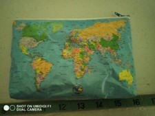 Handmade Recycled Upcycled Repurposed World Map Coin Purse Pencil Bag