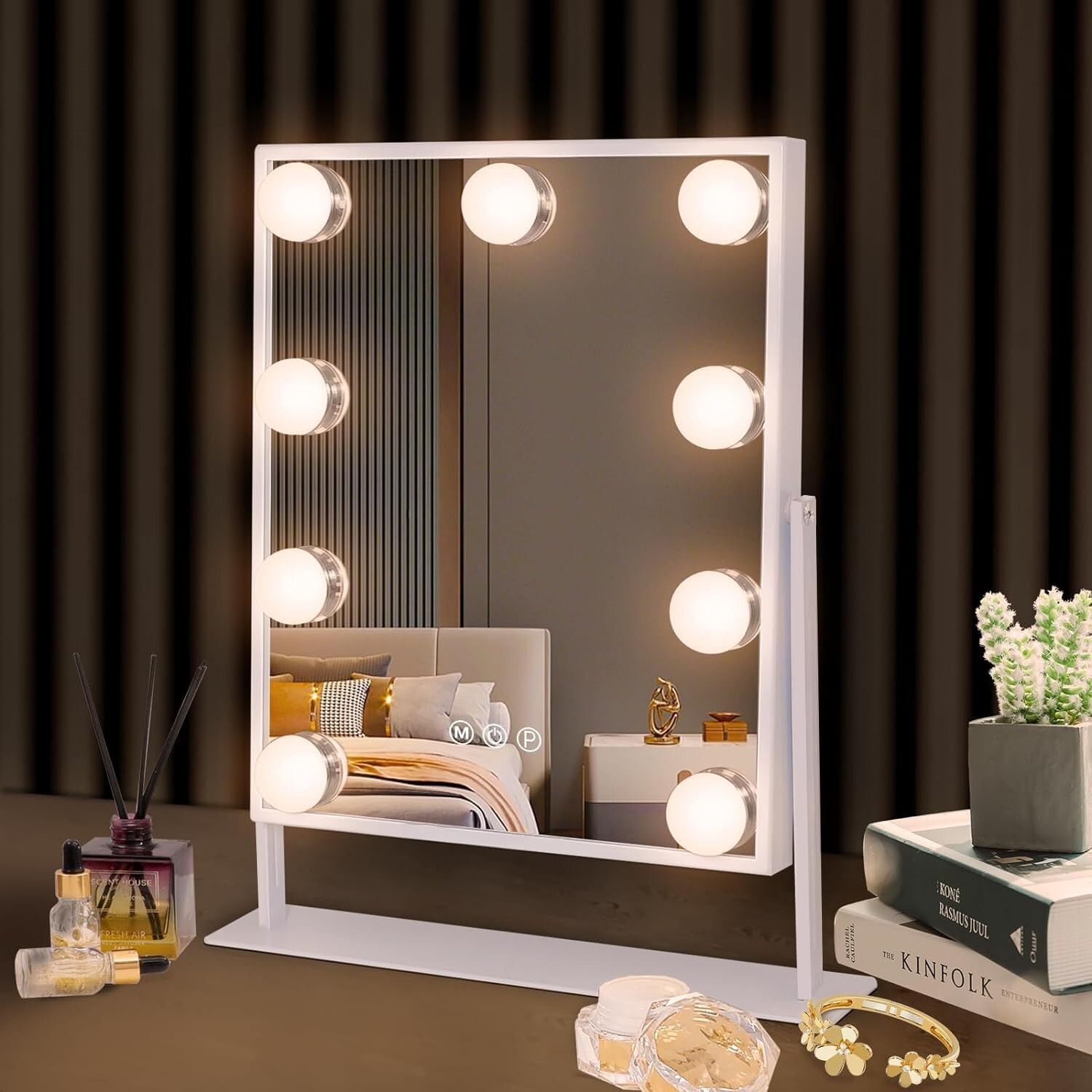 Hansong 9-LED Vanity Mirror with Lights for Makeup Plug-in Lighted Mirror