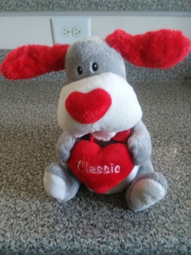 Animated Musical Gray Plush Dog Sing "Classic" Ears Flap Up And Down Head Moves - 第 1/3 張圖片