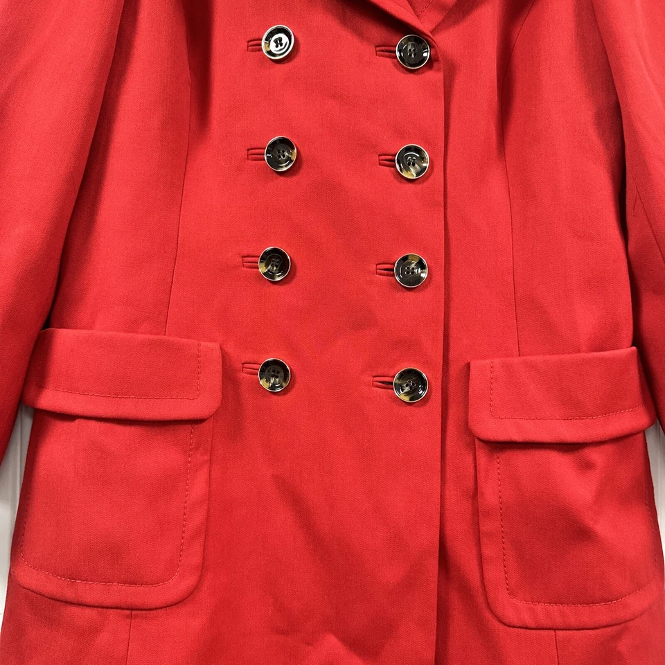 Vestido gabardina largo de lana de doble botonadura rojo para mujer Ann Taylor Work City talla 8 Foto 4 de 4