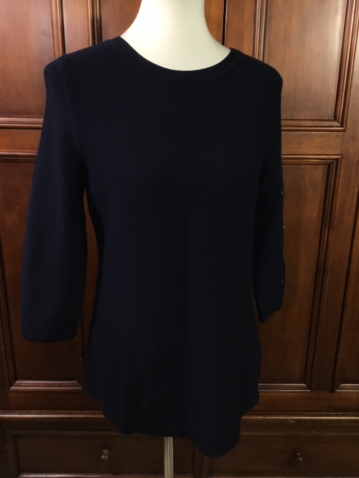 talbots solid navy buttons down left arm silver a… - image 8