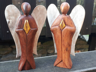 1x 20cm Holz Weihnachts Engel handgefertigt Schutzengel Figur