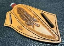 Leather Knife Sheath Pancake Fixed Blade Belt Buck Folding Tool Case Holster