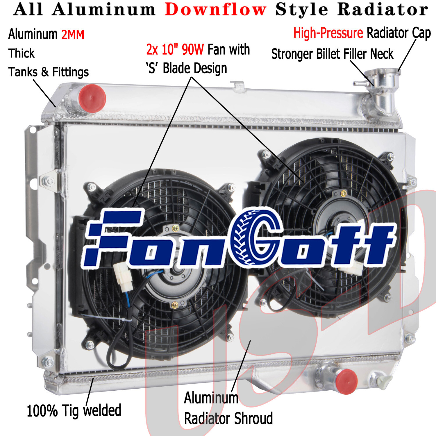 3 Row Radiator Shroud Fan Fit 1980-1990 1985 Toyota Land Cruiser FJ60 2F 4.2L l6