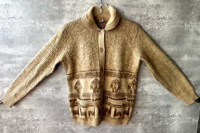 Vintage 1960s Ogniotex Dral Aztec Alpaca Brown Mohair Cardigan