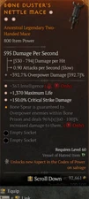 Diablo 4 S10 Mace 363 Intelligence 1370 max life 150% Critical Damage
