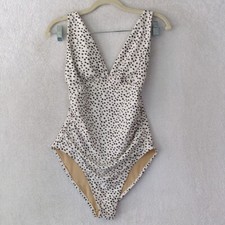 Old Navy Womens White Polka Dot V Neck One Piece Swim Suit Size M
