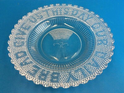 Religious Christian 'Give Us This Day Our Daily Bread' Dimpled Glass Plate