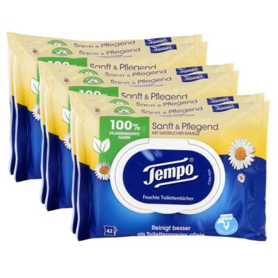 Tempo Feuchte Toilettentücher sanft & pflegend Duo Vorteilspack 2x42er(3er Pack