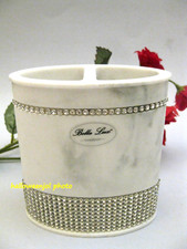 BELLA LUX WHITE MARBLE Faux CRYSTAL Rhinestone TOOTHBRUSH Holder Bathroom Bath