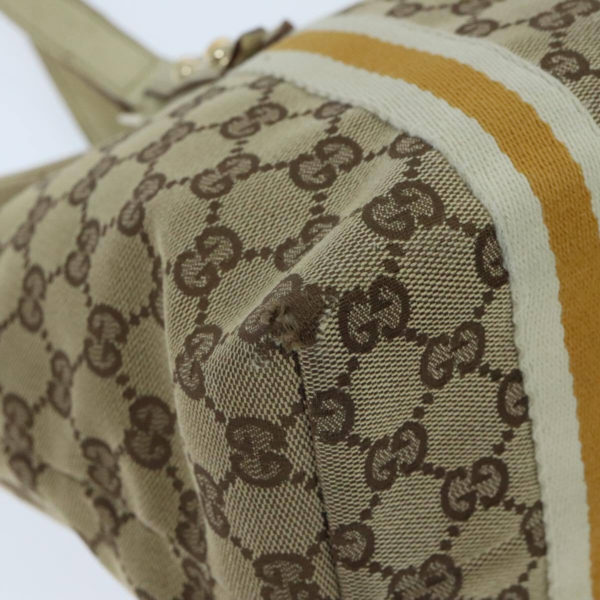 GUCCI GG Canvas Sherry Line Shoulder Bag Beige Gold yellow 137396 