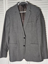 Banana Republic Mens 42R Progetto Uno Cotton Sport Coat Jacket Gray Pinstripe