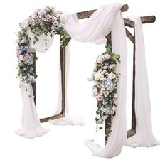 1 Panel White Wedding Arch Drapery 6 Yards Long and 30'' Wide Sheer Chiffon W...