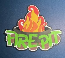 Fire Pit Scrapbooking Die Cut Title. Multi-layered. Hand-crafted.
