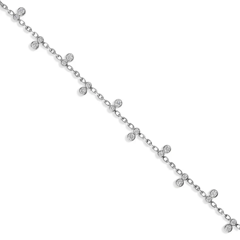 2CT Round Cut Lab Created Diamond Women Chain Bracelet 14K White Gold Finish 7" - Image 3 of 4