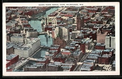 Ansichtskarte Milwaukee, WI, Down Town Aerial View 