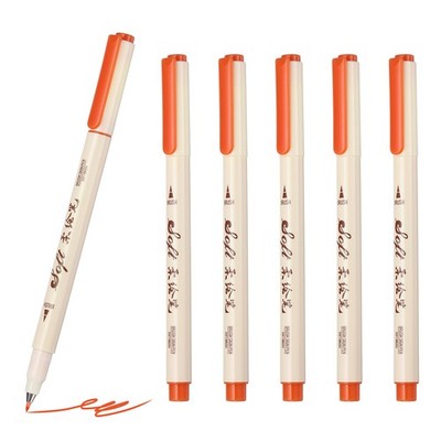 Fineliner Colored Pens, 6 Pcs Orange Felt Brush Tip Fineliner Marker
