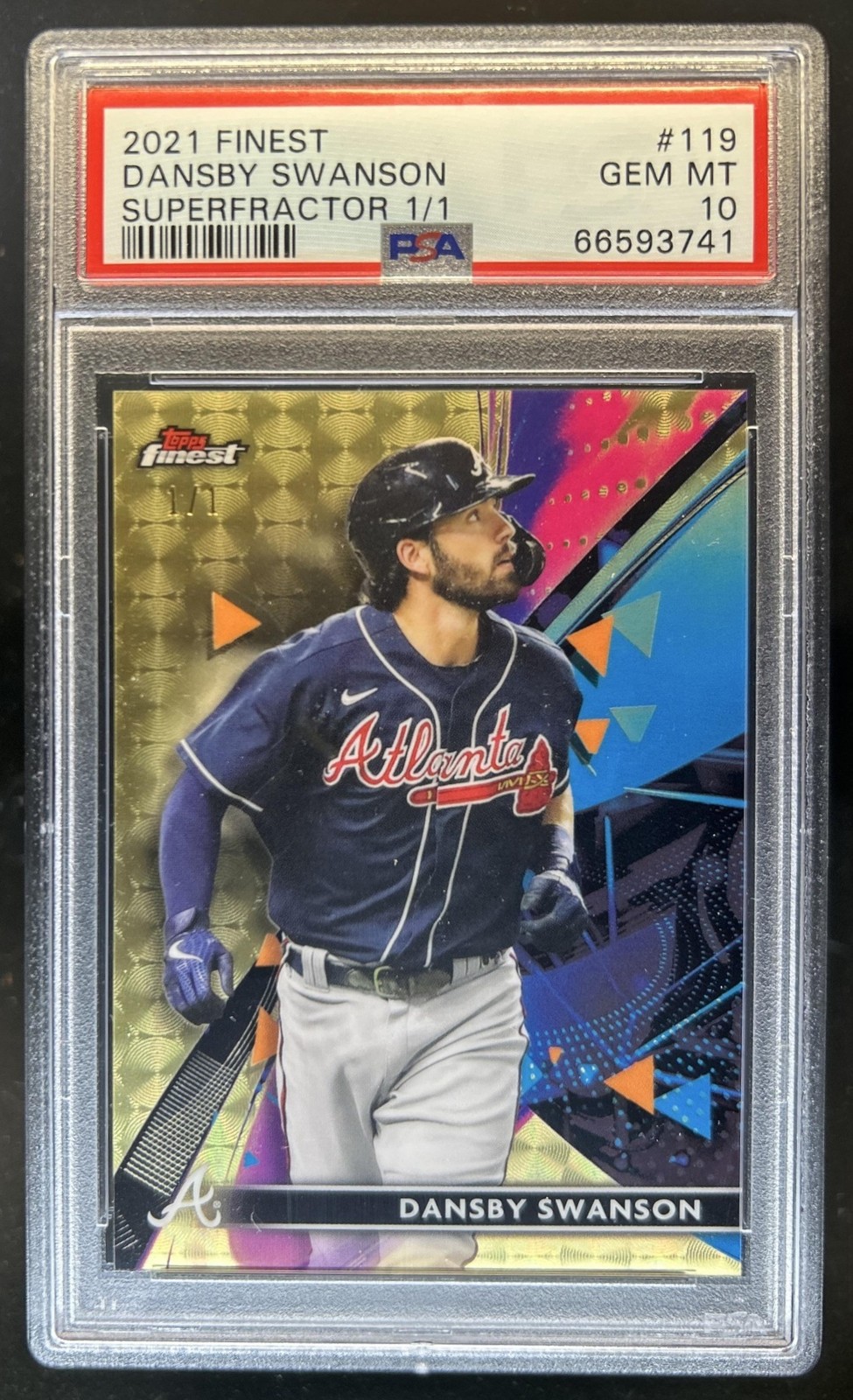 2021 Topps Finest Dansby Swanson SuperFractor #1/1 Braves PSA 10 GEM MINT