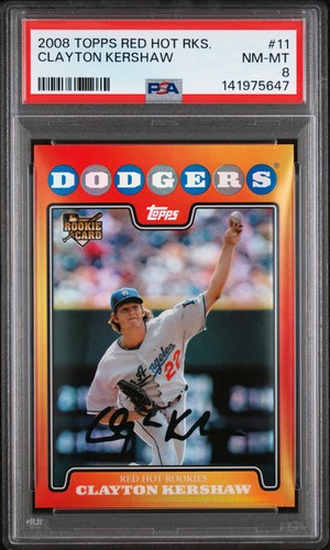 2008 Topps Red Hot Rookies #11 Clayton Kershaw PSA 8
