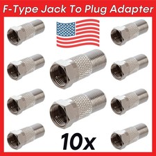 10 Pack F-Type Jack to Plug Adapter Coax F Connector Converter Length Extender