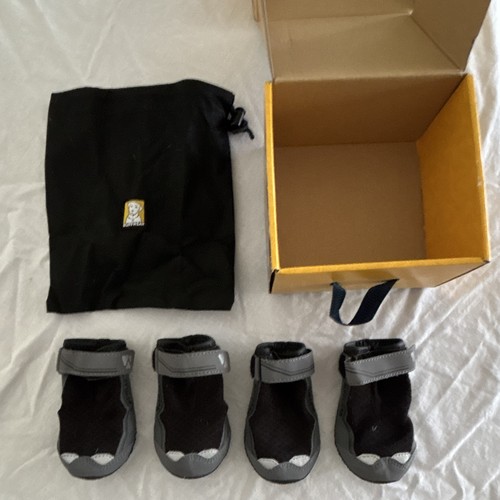 (4)Ruffwear Grip Trex Dog Boots, Vibram, Reflective Trim, Obsidian Black 2.5in