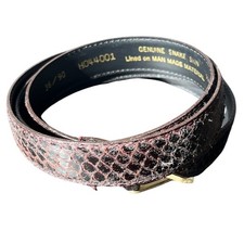 Vintage Genuine Snake Skin Belt Brown Red Black Gold Buckle Size 36/90 Taiwan
