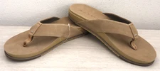 REEF Men's Sz 11D Tan Suede Leather Ojai Flip-Flop Sandals $100