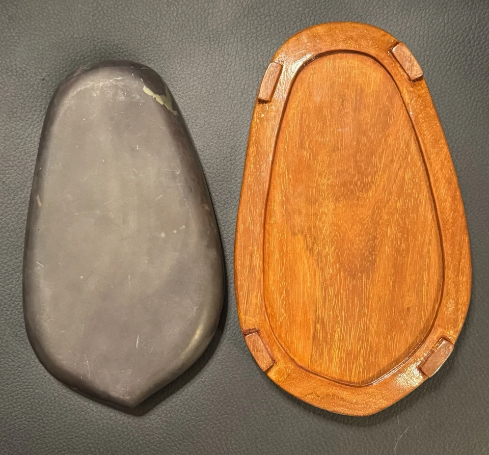 Caja de madera de pintura artística caligrafía tallada a mano piedra de tinta natural china Foto 4 de 4