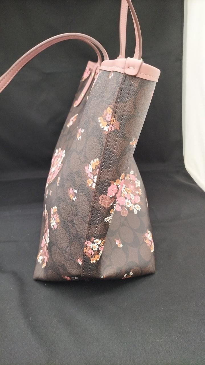 COACH Tote Bag E1811 F32084 Pink Brown Leather Shoulder Bag Used thumbnail 6