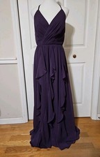 White by Vera Wang Formal Gown Sz. 6 Amethyst Ruffles Lining Floor Length Bridal