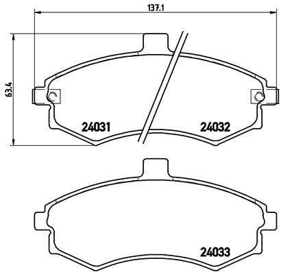 Front BREMBO P 30 020 Brake Pad Set, disc brake for HYUNDAI,HYUNDAI (BEIJING),KI