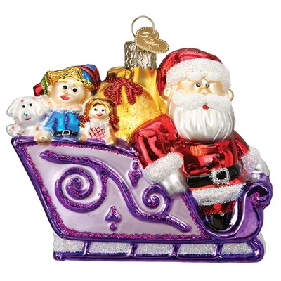 Old World Christmas SANTA AND FRIENDS (44205) Glass Orn. w/Box