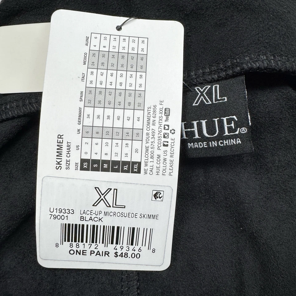 Leggings Skimmer Tono Con Cordones Microgamuza Negros Súper Suaves Para Mujer Talla XL Nuevos Foto 4 de 4