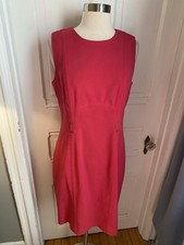 CALVIN KLEIN RED SHEATH DRESS-NAME ON BUTTONS-SIZE8-NWOT-PERFECT  WORK ASSET!!