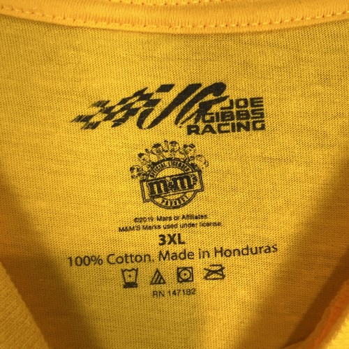 NASCAR Shirt Mens 3XL Yellow Kyle Busch 18 Racing M&Ms Racing Tee NWT *READ* - Picture 7 of 11