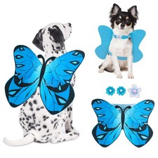 Dog Costume Butterfly Wing for Dogs Cats Halloween Costumes Medium, Blue