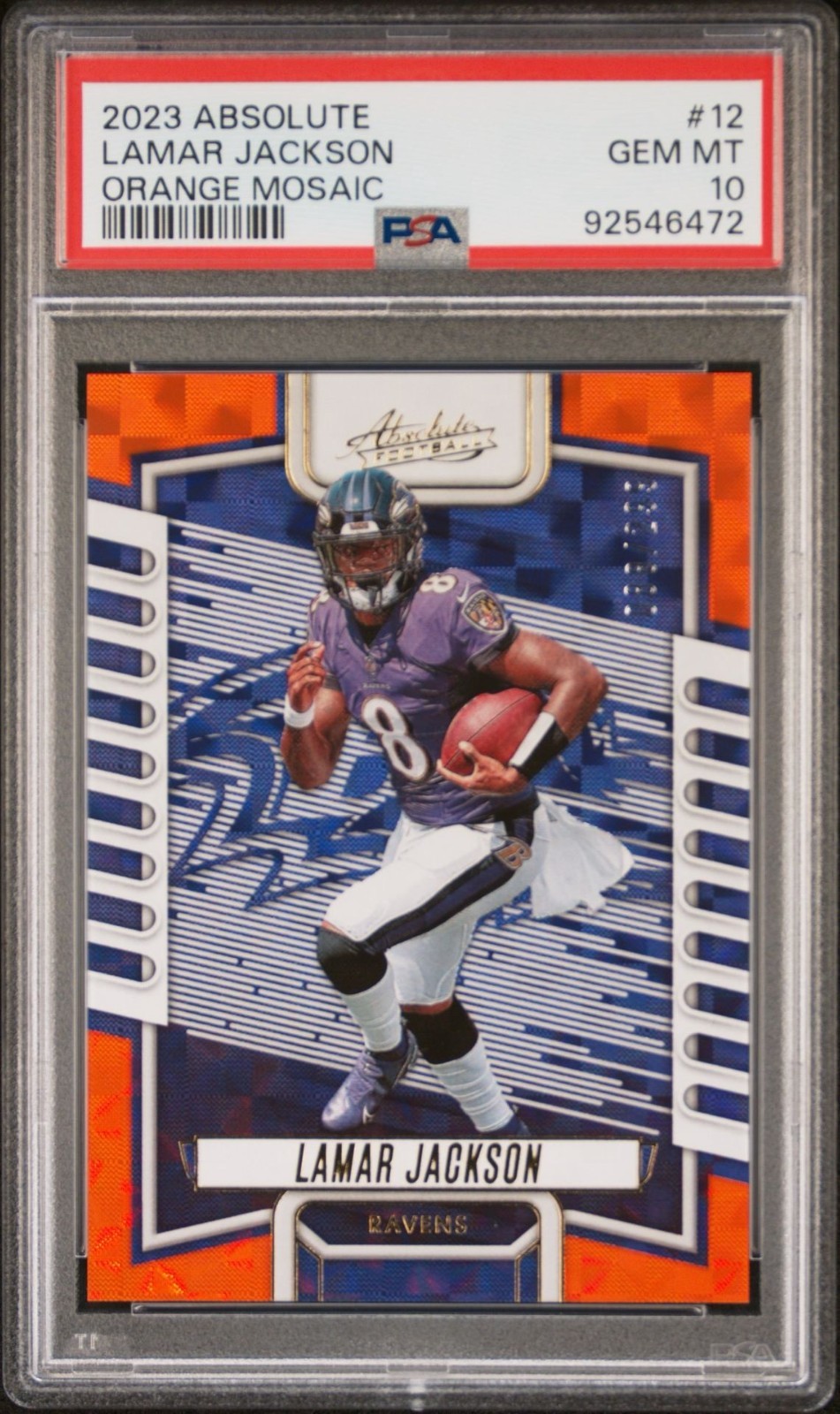 🌟🔥POP 4!!! PSA 10 GEM MT 💎 2023 Absolute LAMAR JACKSON Orange Mosaic /299🔥🌟 view 4